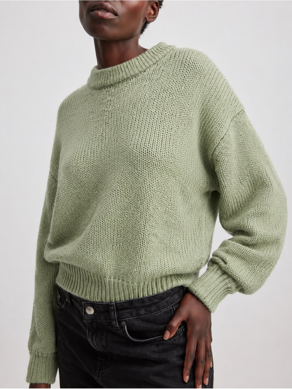 Relaxed Crewneck Sweater in Sage Green